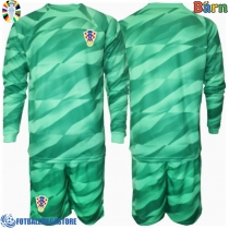 Fotballdrakt Barn Kroatia Keeper Bortedraktsett EM 2024 Langermet (+ Korte bukser)